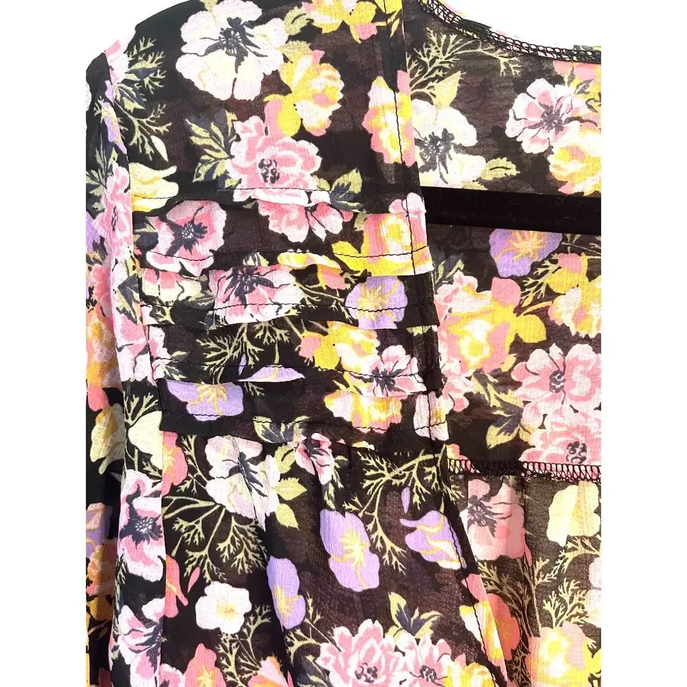 Free People Maybel Floral Ruffle Crop Top Women's Size Small